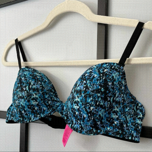 [36B]🦋LA Senza Aqua Blue & Black Dot Splatter Print | Lightweight T-Shirt Bra